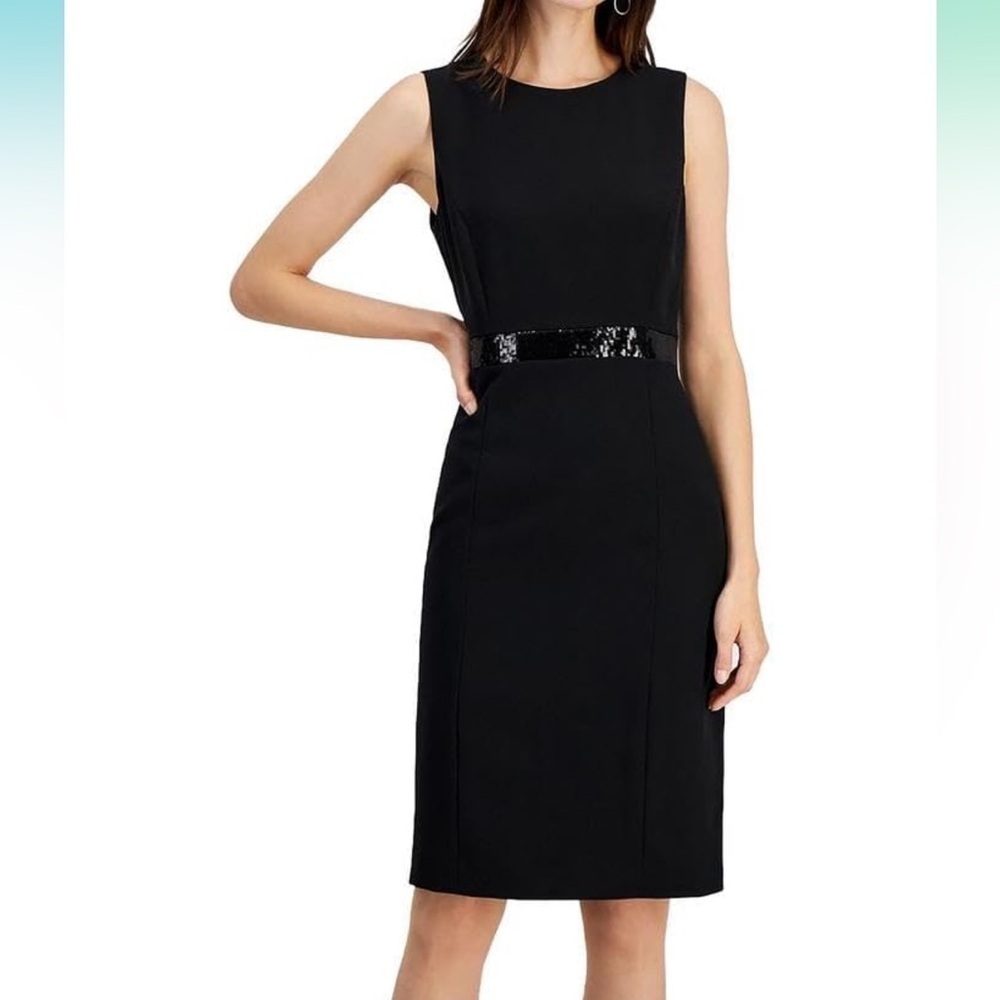 Kasper womens Sheath Dress W/Waistband Trim Dress